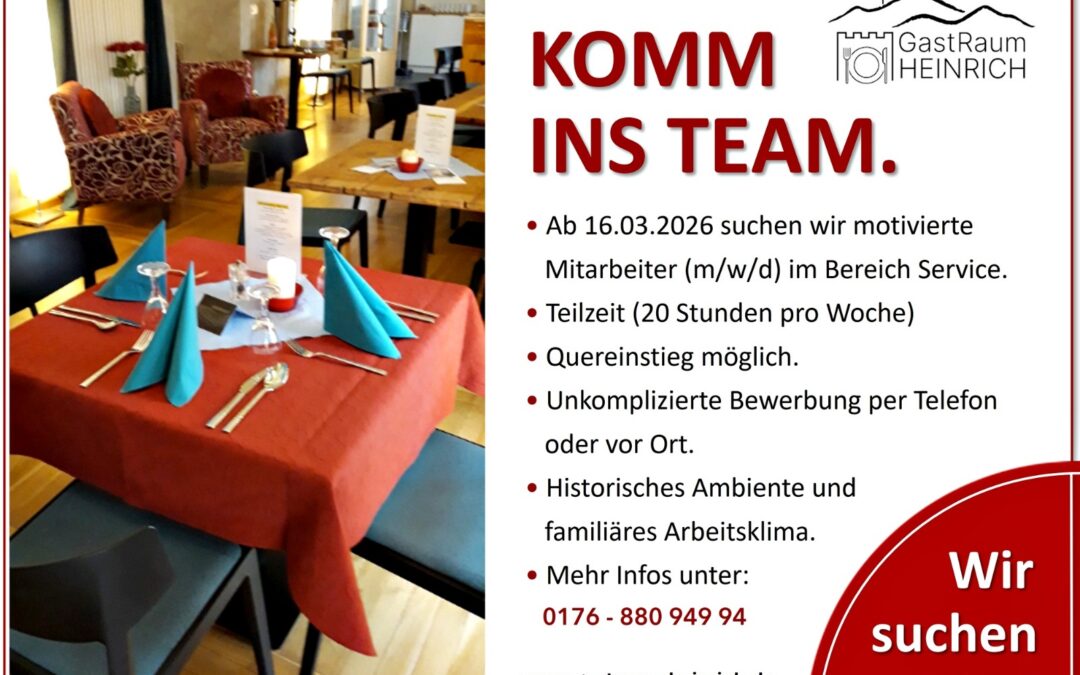 Job Angebot Servicekraft Gastraum Heinrich